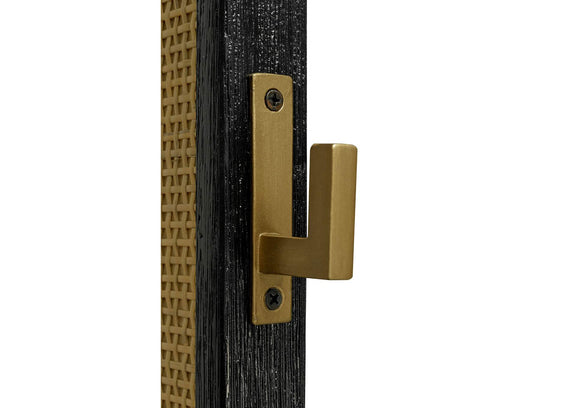 224339 Arini Cane Weave Full Length Standing Floor Mirror Black