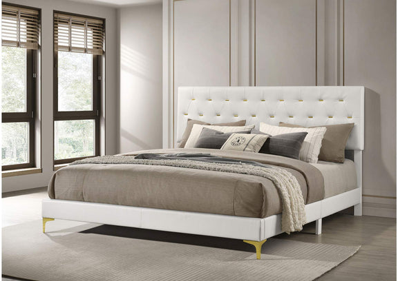224401KE Kendall Upholstered Eastern King Panel Bed White