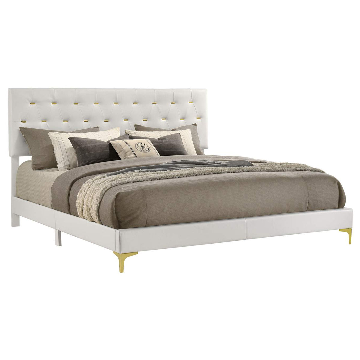 224401KE Kendall Upholstered Eastern King Panel Bed White