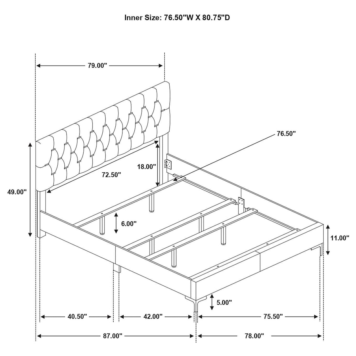 224401KE Kendall Upholstered Eastern King Panel Bed White