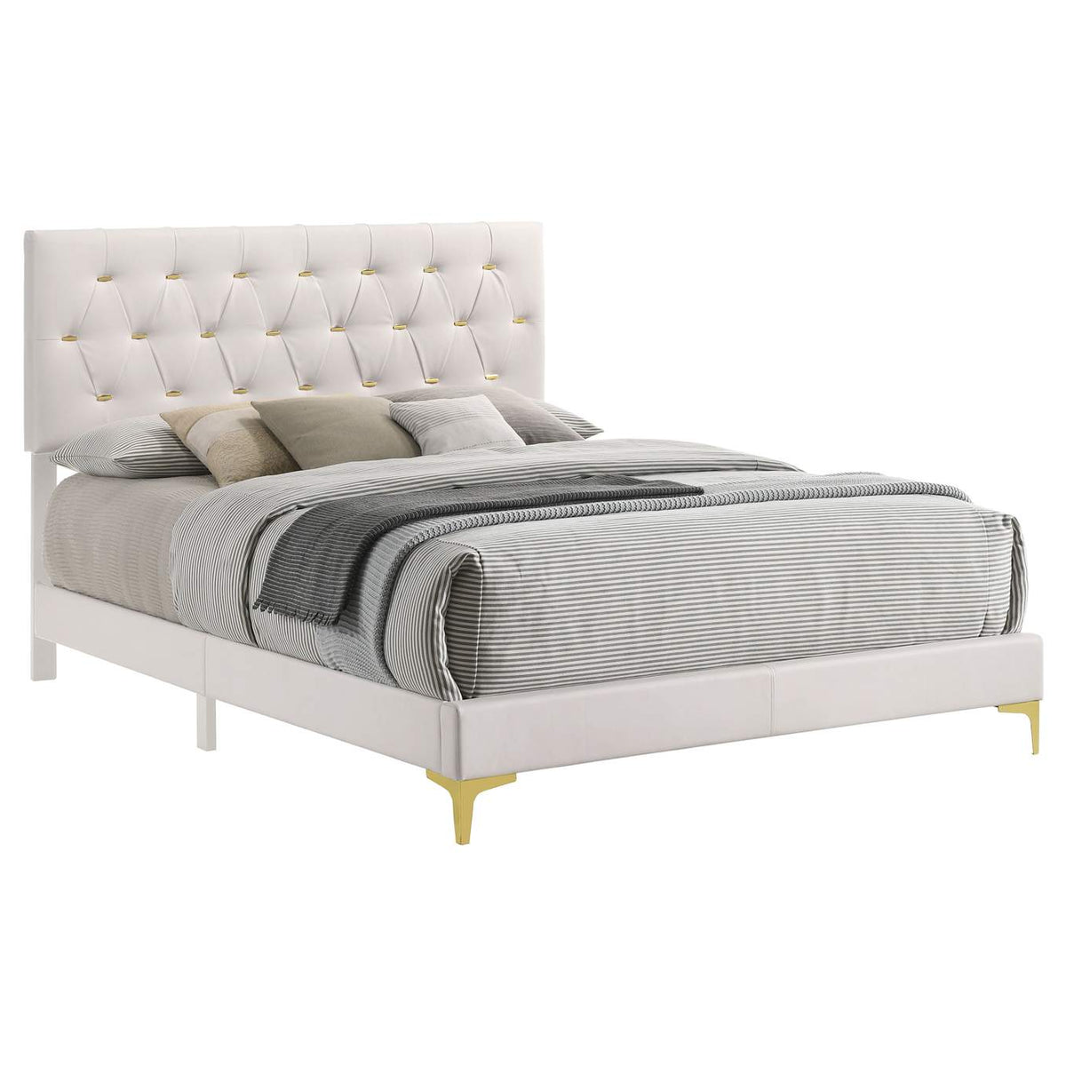 224401KW Kendall Upholstered California King Panel Bed White