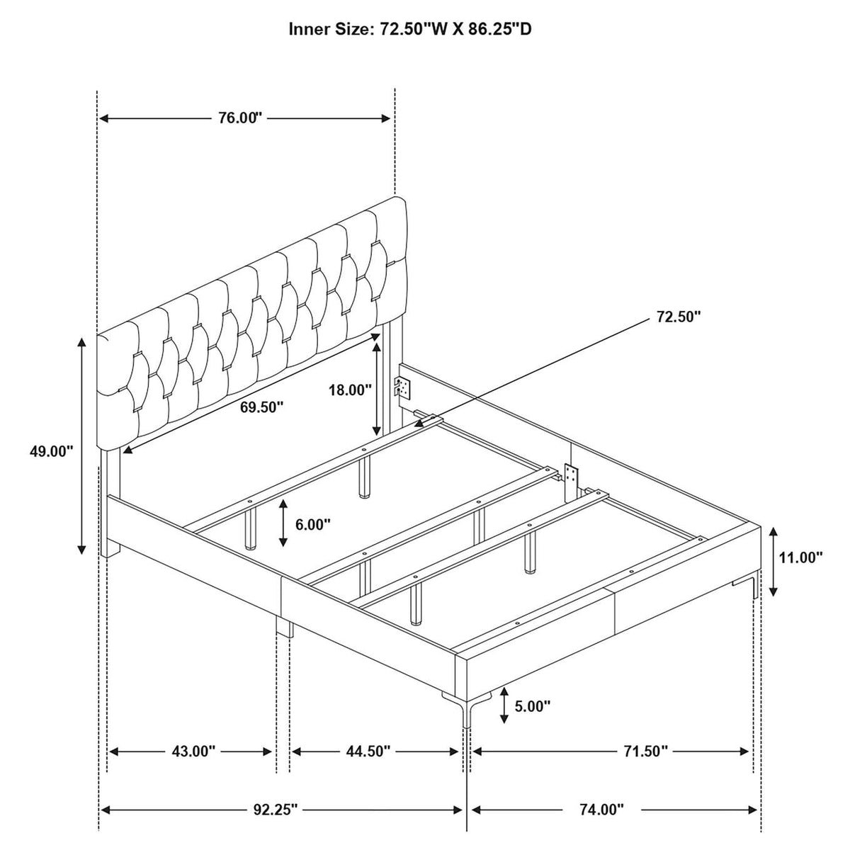 224401KW Kendall Upholstered California King Panel Bed White