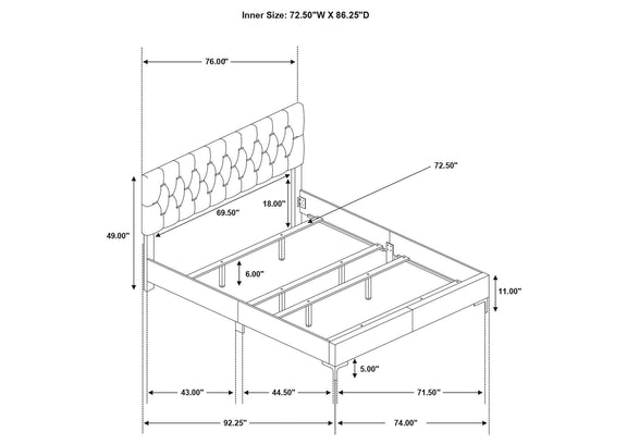 224401KW Kendall Upholstered California King Panel Bed White