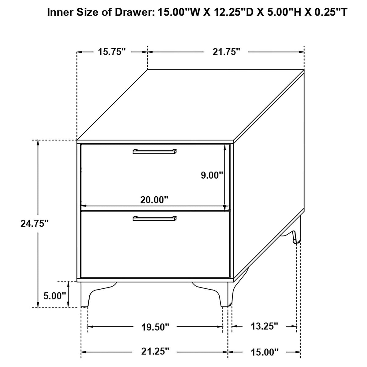 224402 Kendall 2-drawer Nightstand White