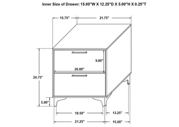 224402 Kendall 2-drawer Nightstand White