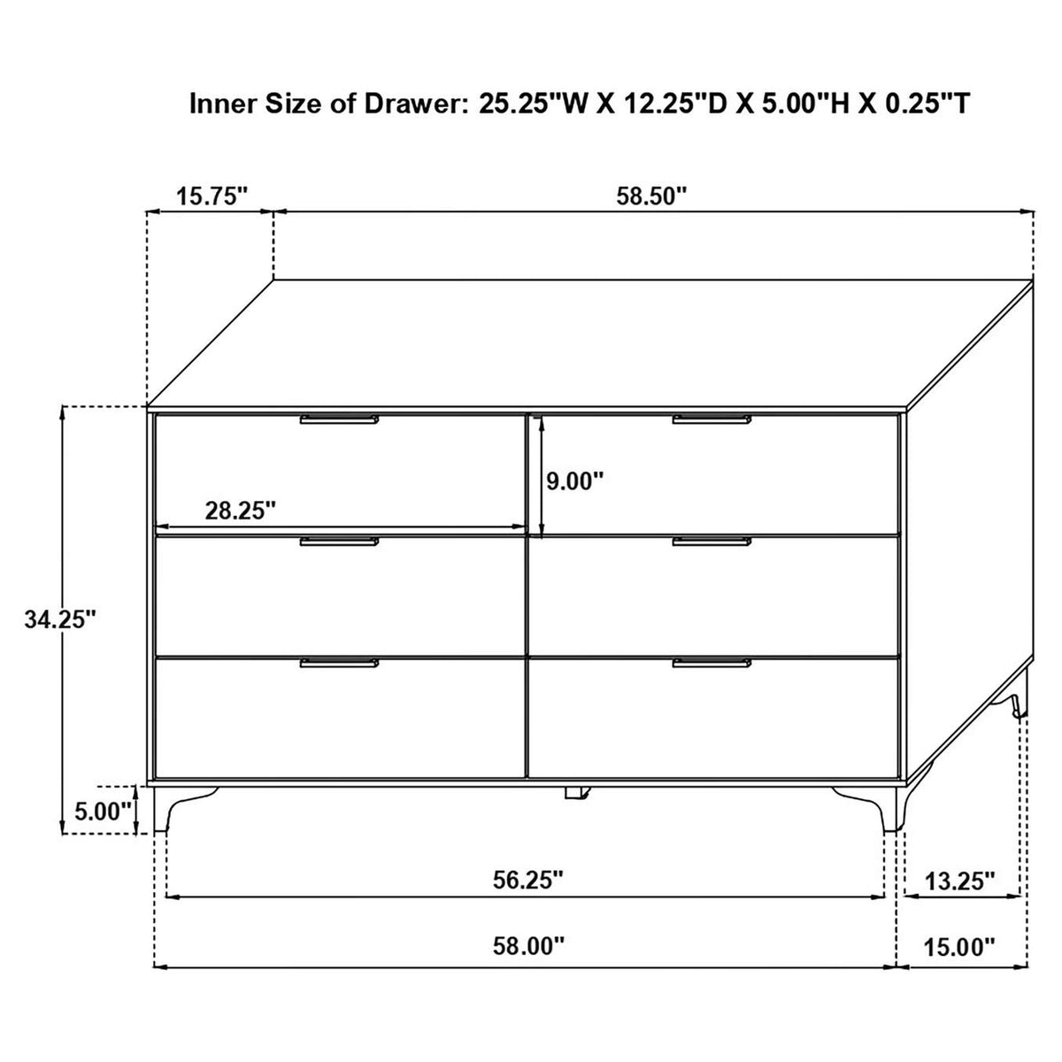 224403 Kendall 6-drawer Dresser White