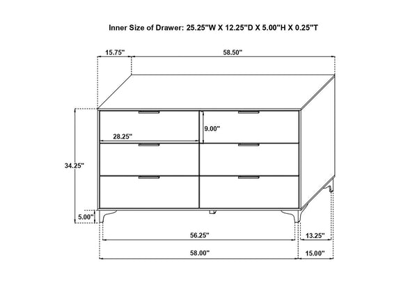 224403 Kendall 6-drawer Dresser White