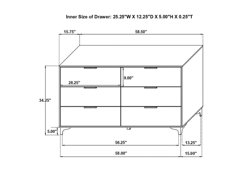 224403 Kendall 6-drawer Dresser White