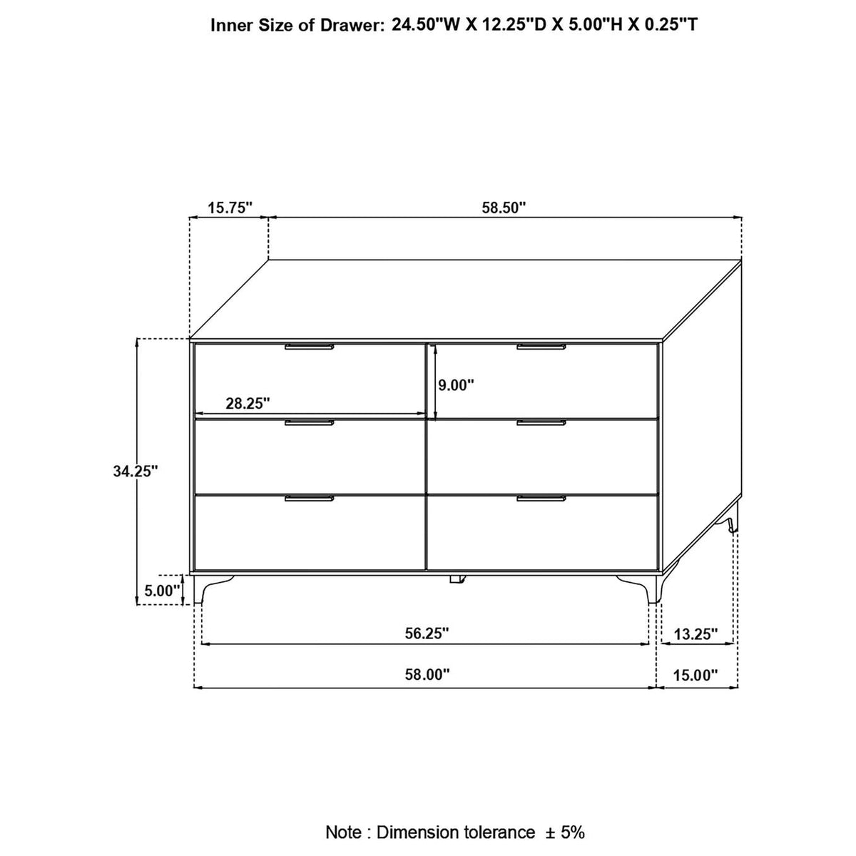 224403 Kendall 6-drawer Dresser White