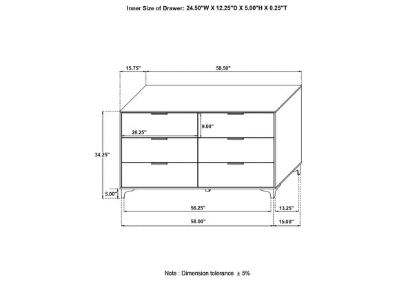 224403 Kendall 6-drawer Dresser White