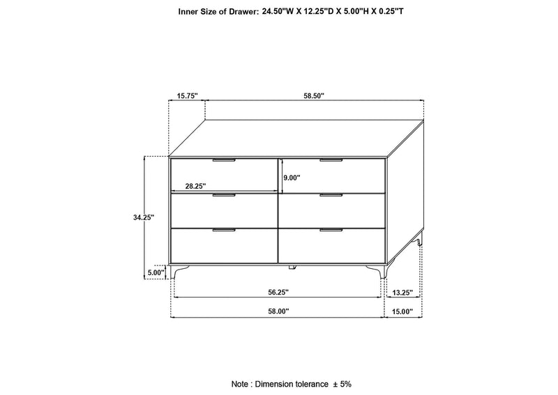 224403 Kendall 6-drawer Dresser White