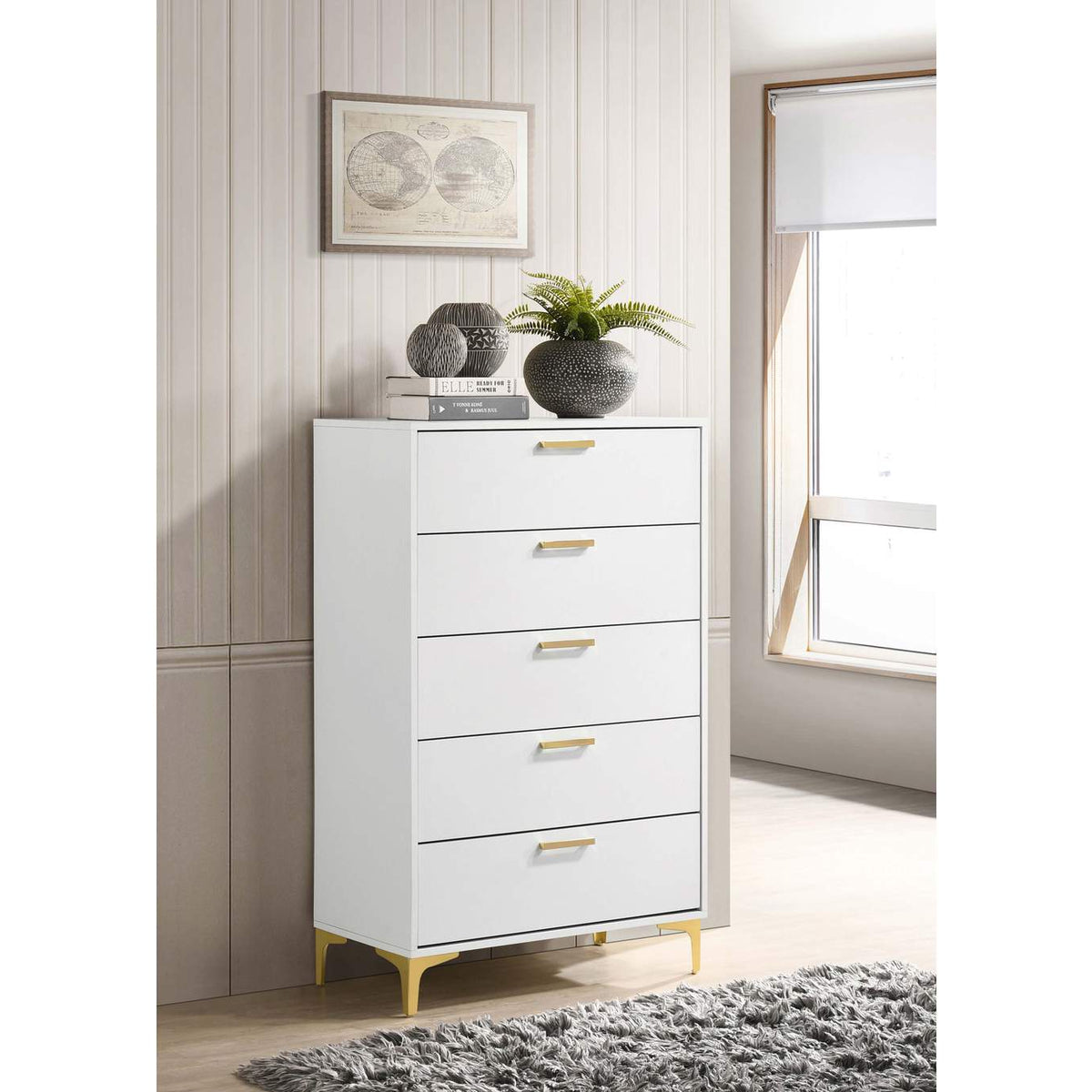 224405 Kendall 5-drawer Bedroom Chest White