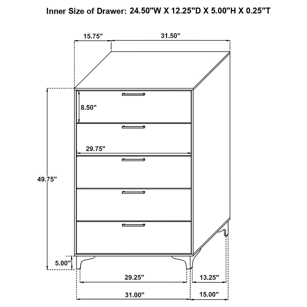 224405 Kendall 5-drawer Bedroom Chest White