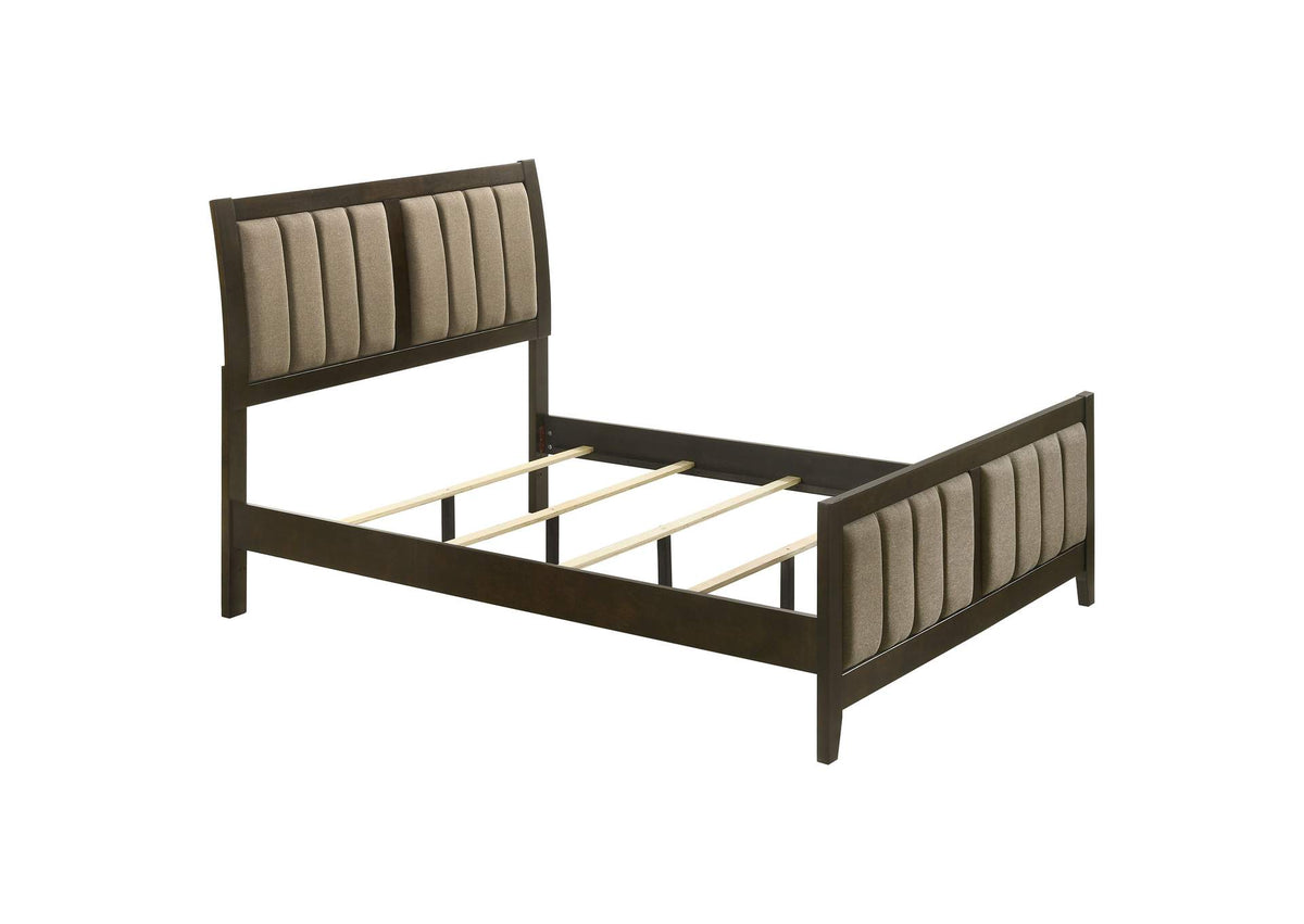 224421F Wilkes 51-inch Upholstered Full Bed Dark Cocoa