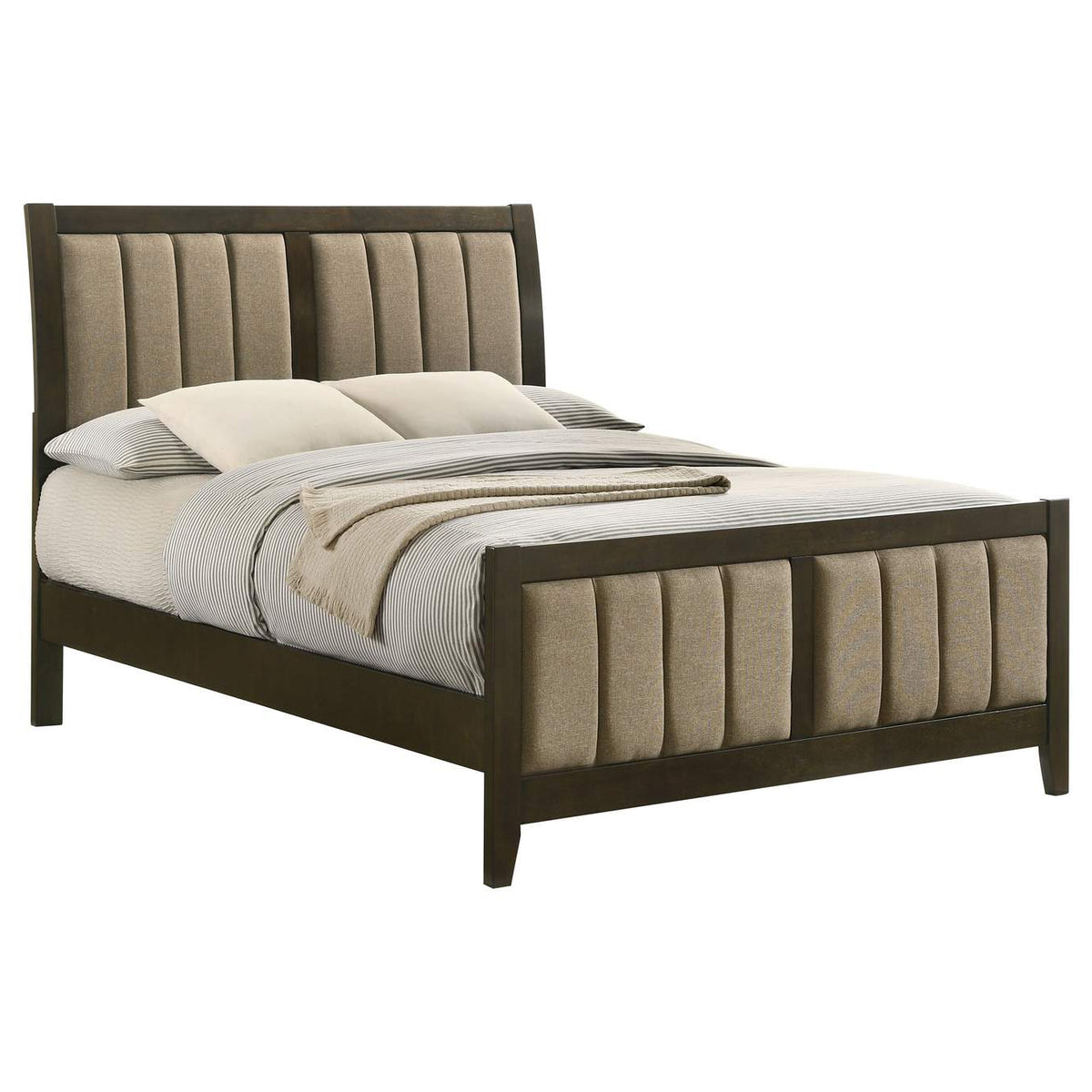 224421F Wilkes 51-inch Upholstered Full Bed Dark Cocoa