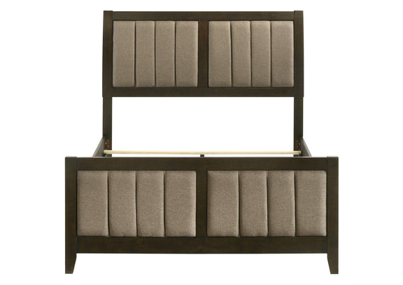 224421F Wilkes 51-inch Upholstered Full Bed Dark Cocoa