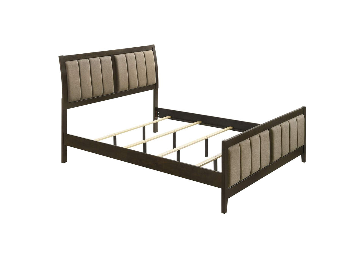 224421KE Wilkes 51-inch Upholstered Eastern King Bed Dark Cocoa