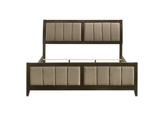 224421KE Wilkes 51-inch Upholstered Eastern King Bed Dark Cocoa