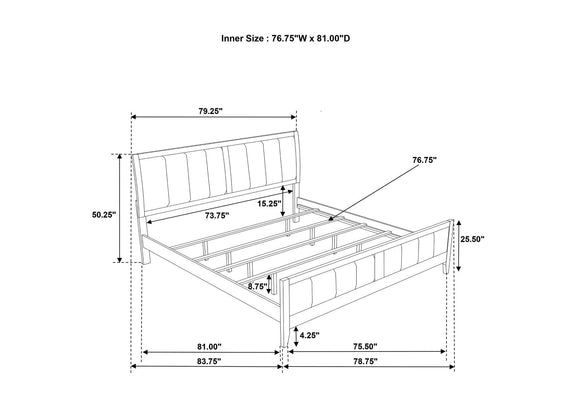 224421KE Wilkes 51-inch Upholstered Eastern King Bed Dark Cocoa