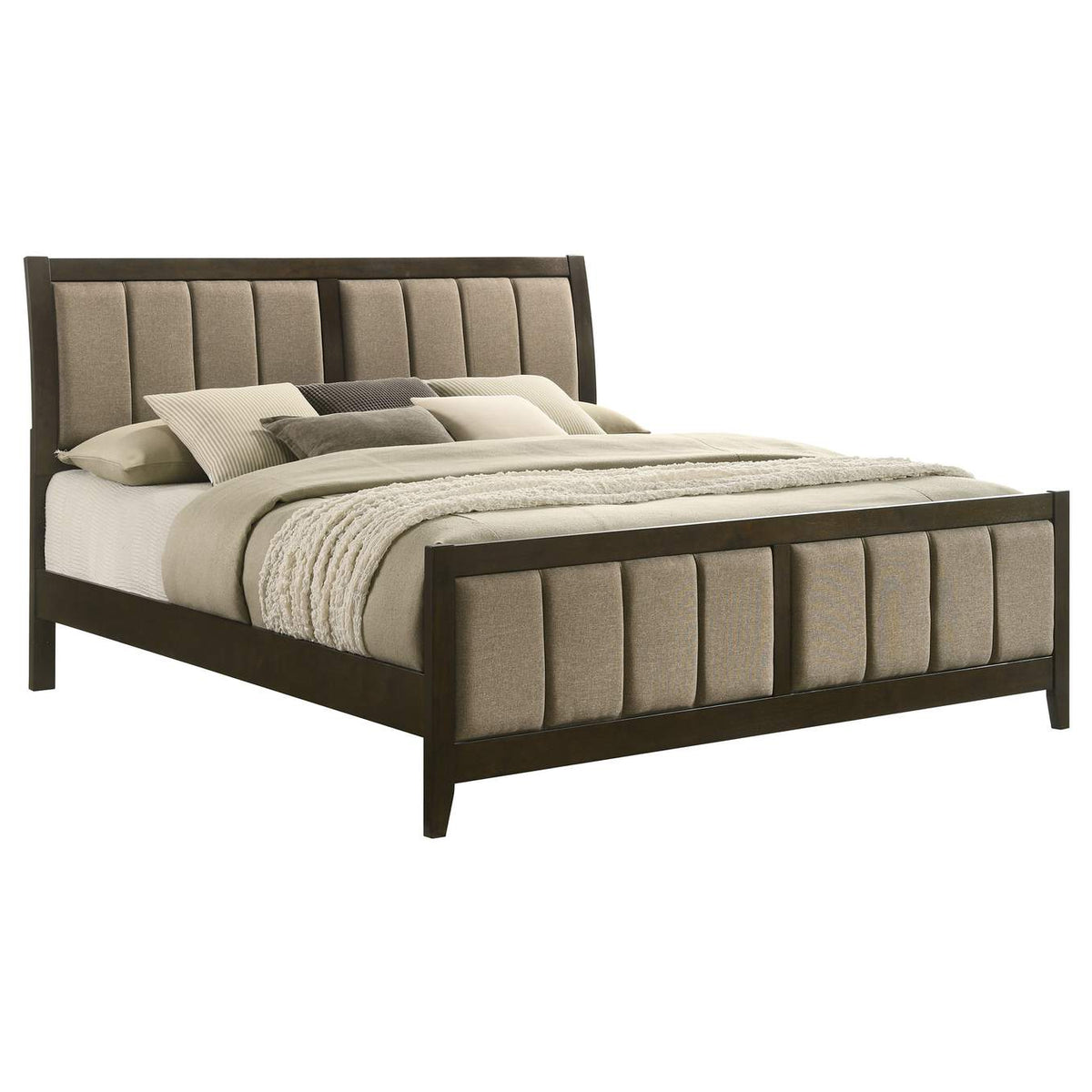 224421KW Wilkes 51-inch Upholstered California King Bed Dark Cocoa