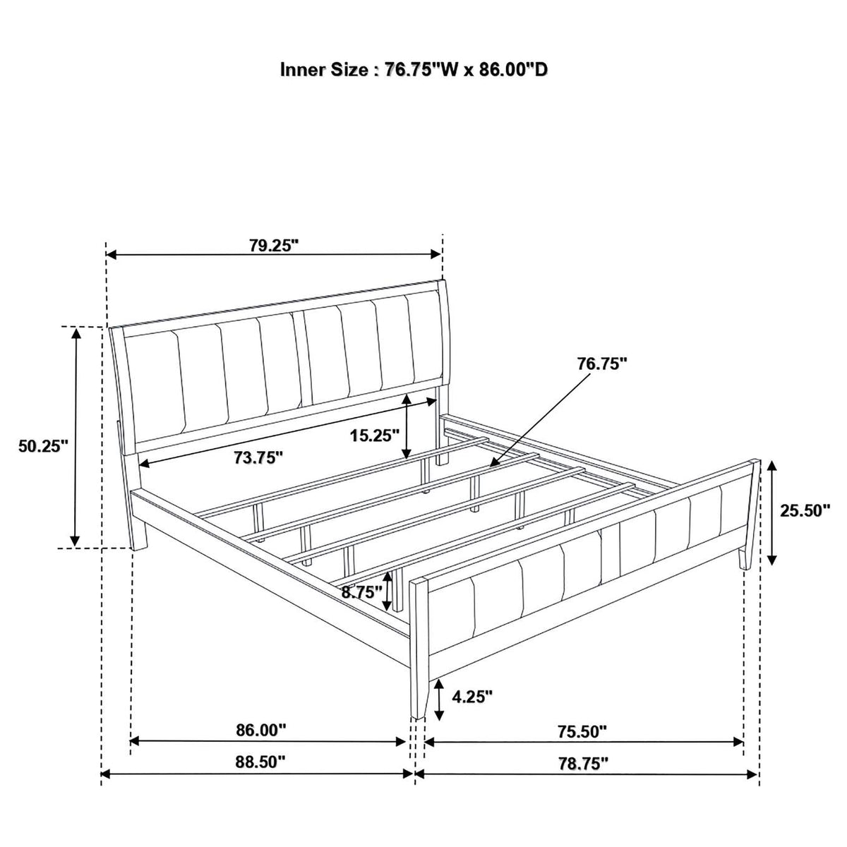 224421KW Wilkes 51-inch Upholstered California King Bed Dark Cocoa