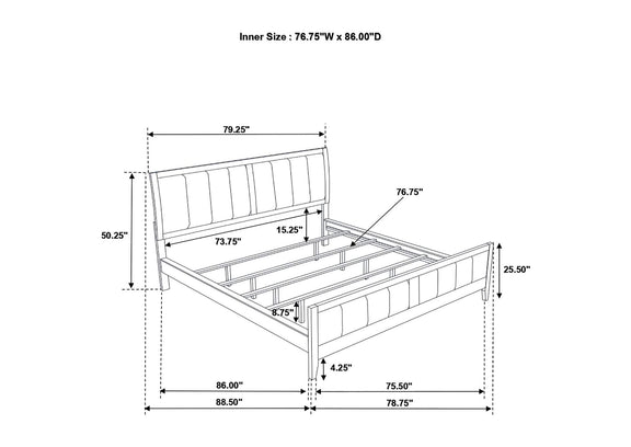 224421KW Wilkes 51-inch Upholstered California King Bed Dark Cocoa