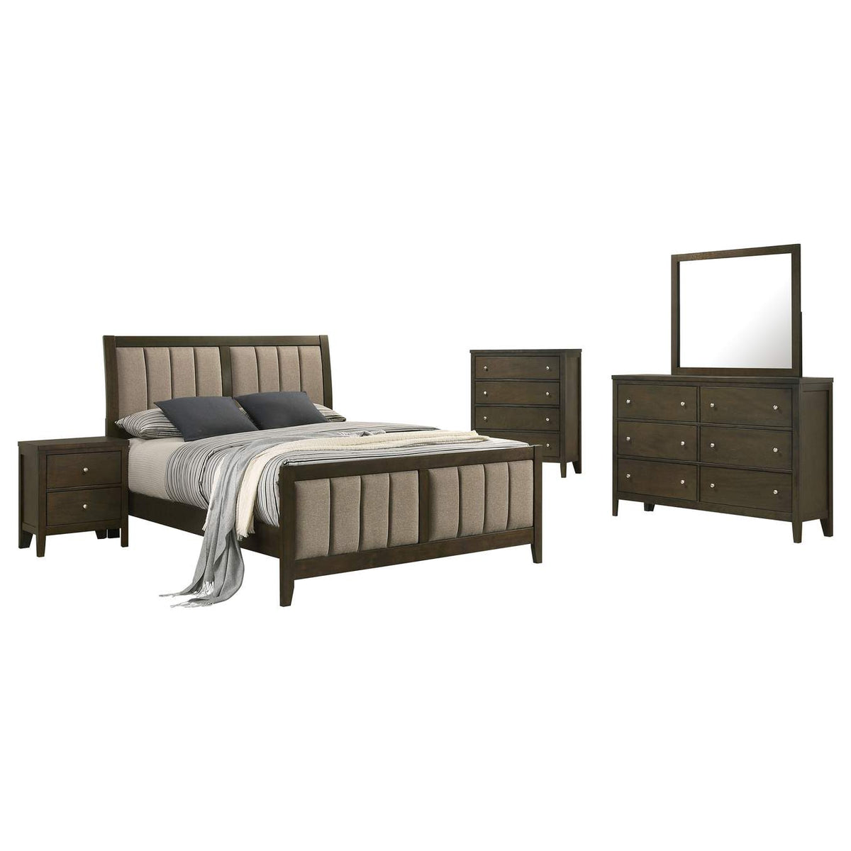 224421Q-S5 Wilkes 5-piece Queen Bedroom Set Dark Cocoa