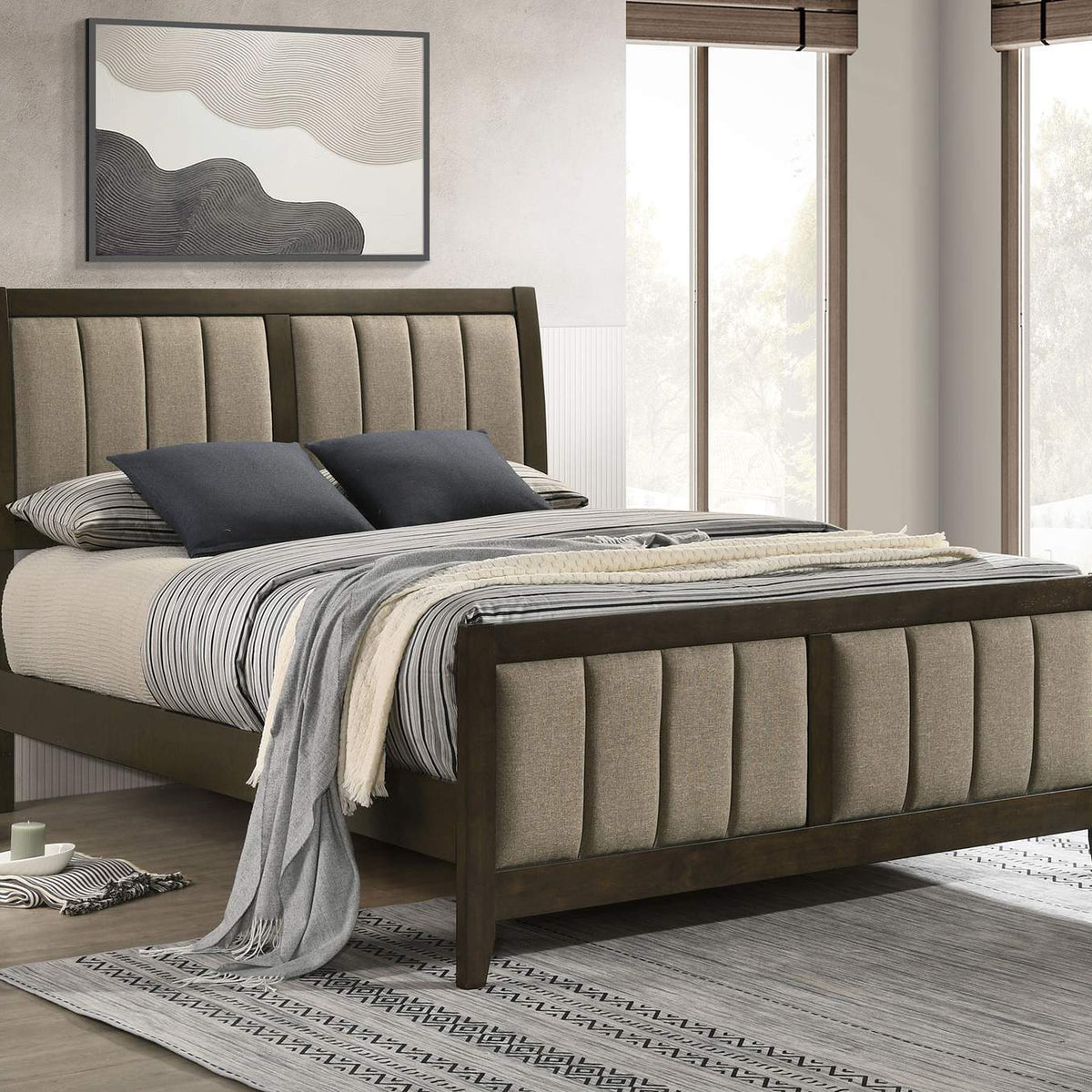 224421Q Wilkes 51-inch Upholstered Queen Bed Dark Cocoa