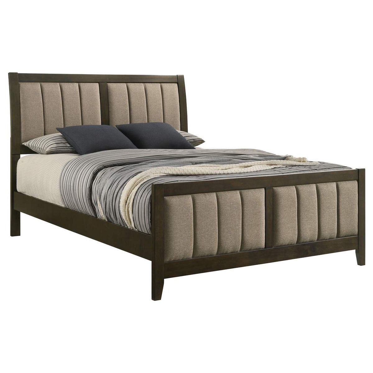224421Q Wilkes 51-inch Upholstered Queen Bed Dark Cocoa