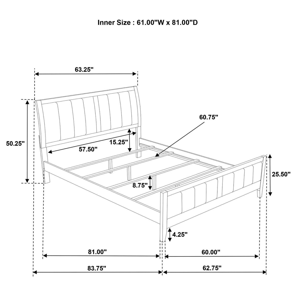 224421Q Wilkes 51-inch Upholstered Queen Bed Dark Cocoa