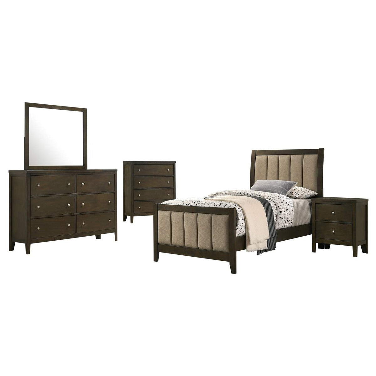 224421T-S5 Wilkes 5-piece Twin Bedroom Set Dark Cocoa