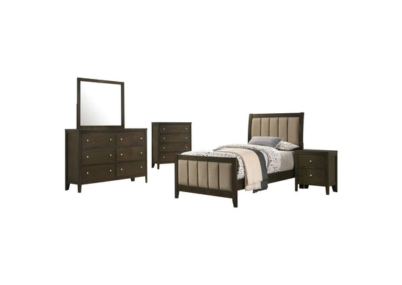 224421T-S5 Wilkes 5-piece Twin Bedroom Set Dark Cocoa