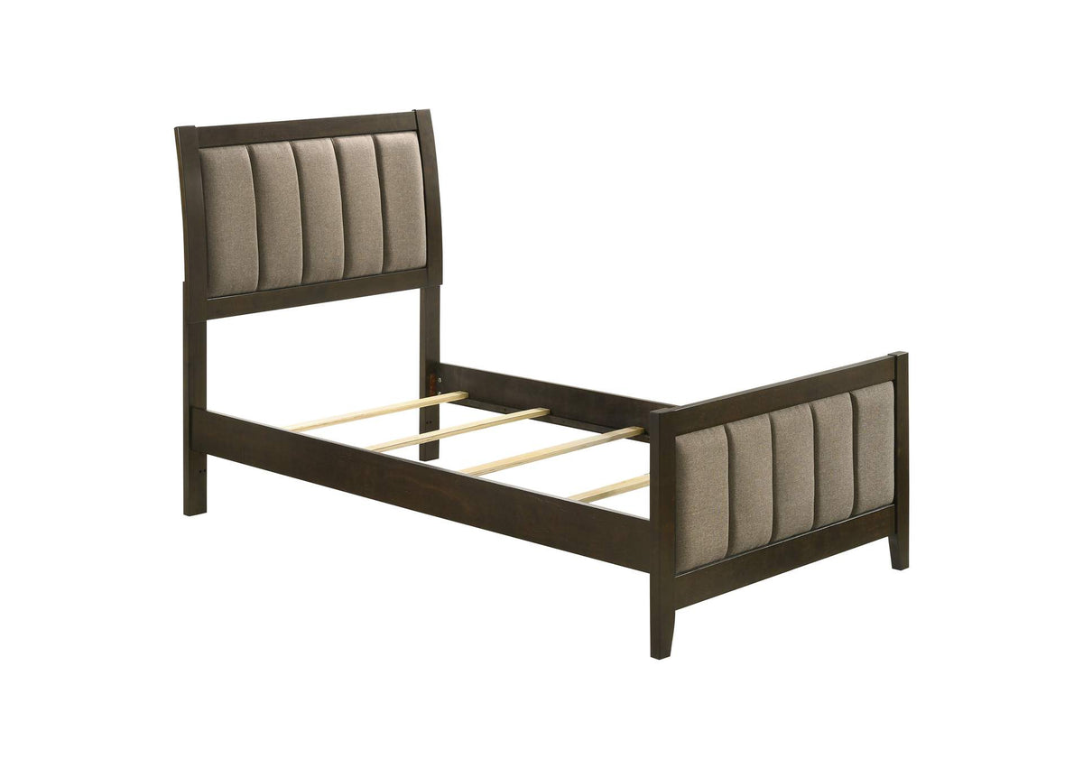 224421T Wilkes 51-inch Upholstered Twin Bed Dark Cocoa