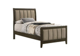224421T Wilkes 51-inch Upholstered Twin Bed Dark Cocoa