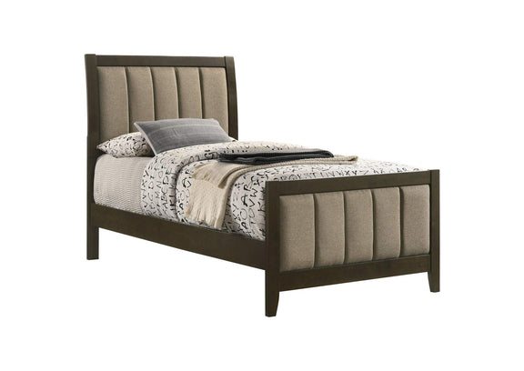 224421T Wilkes 51-inch Upholstered Twin Bed Dark Cocoa