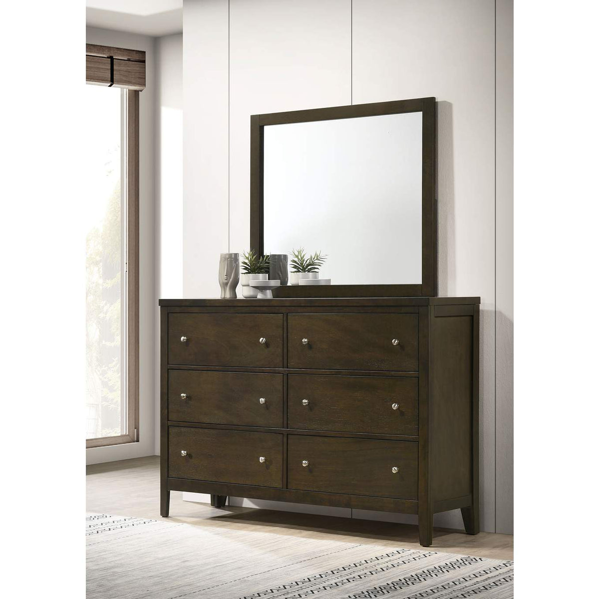 224423M Wilkes 6-drawer Dresser and Mirror Dark Cocoa