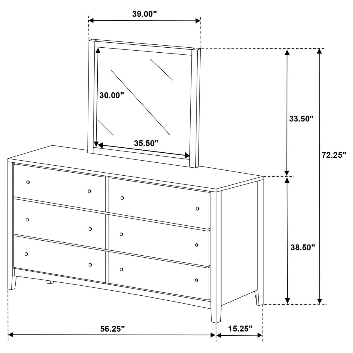224423M Wilkes 6-drawer Dresser and Mirror Dark Cocoa