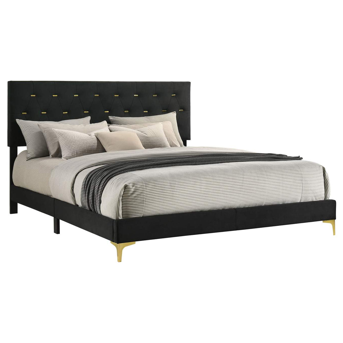 224451KE Kendall Upholstered Eastern King Panel Bed Black