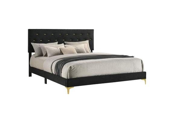 224451KE Kendall Upholstered Eastern King Panel Bed Black