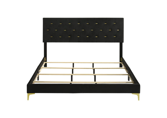 224451KW Kendall Upholstered California King Panel Bed Black