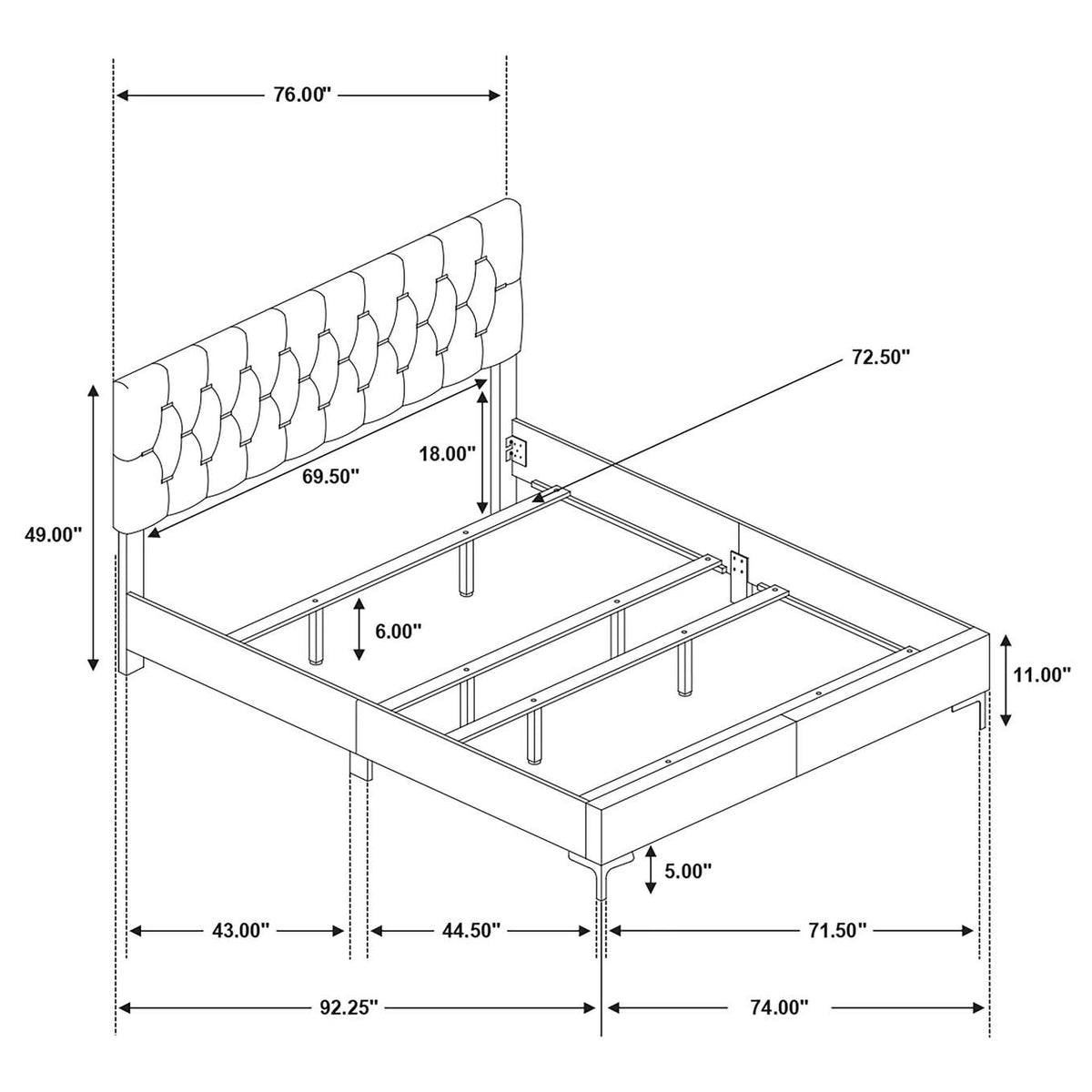 224451KW Kendall Upholstered California King Panel Bed Black