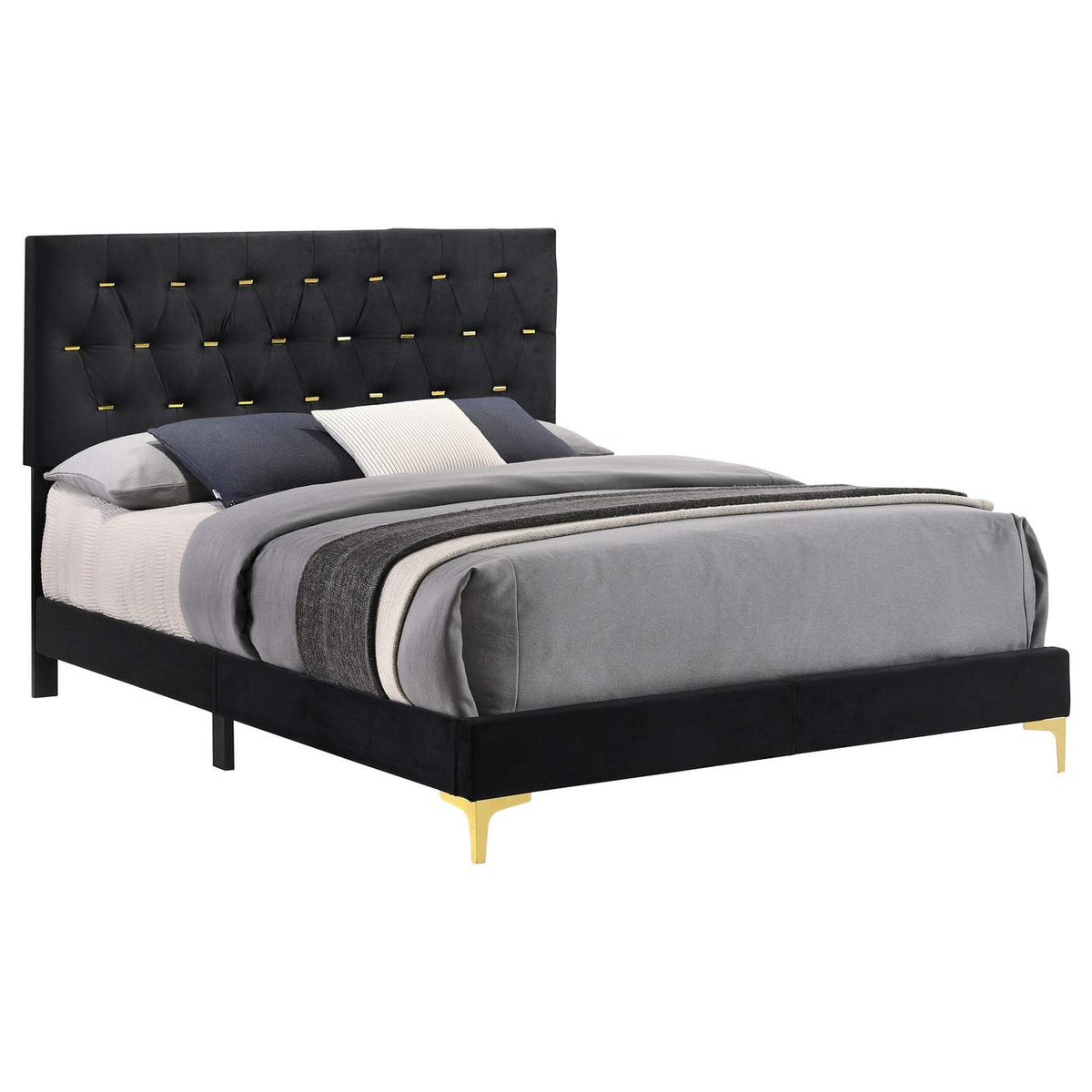 224451Q Kendall Upholstered Queen Panel Bed Black