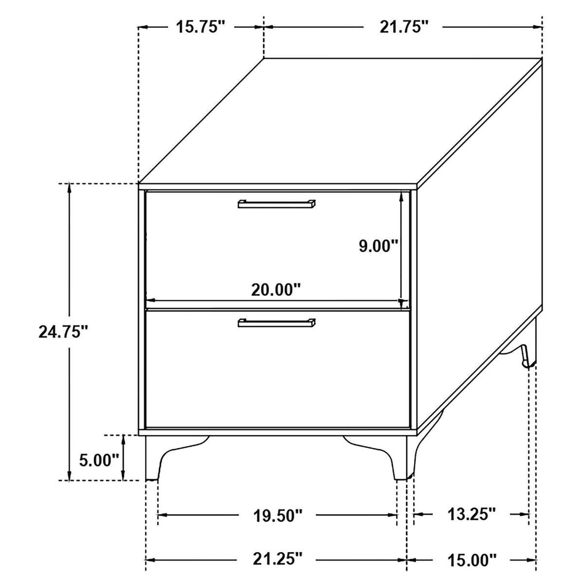 224452 Kendall 2-drawer Nightstand Black
