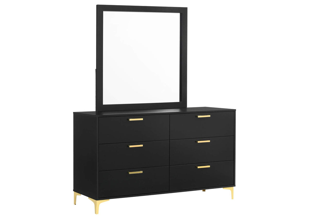 Kendall 6-drawer Dresser with Mirror Black