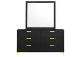 224453M Kendall 6-drawer Dresser with Mirror Black