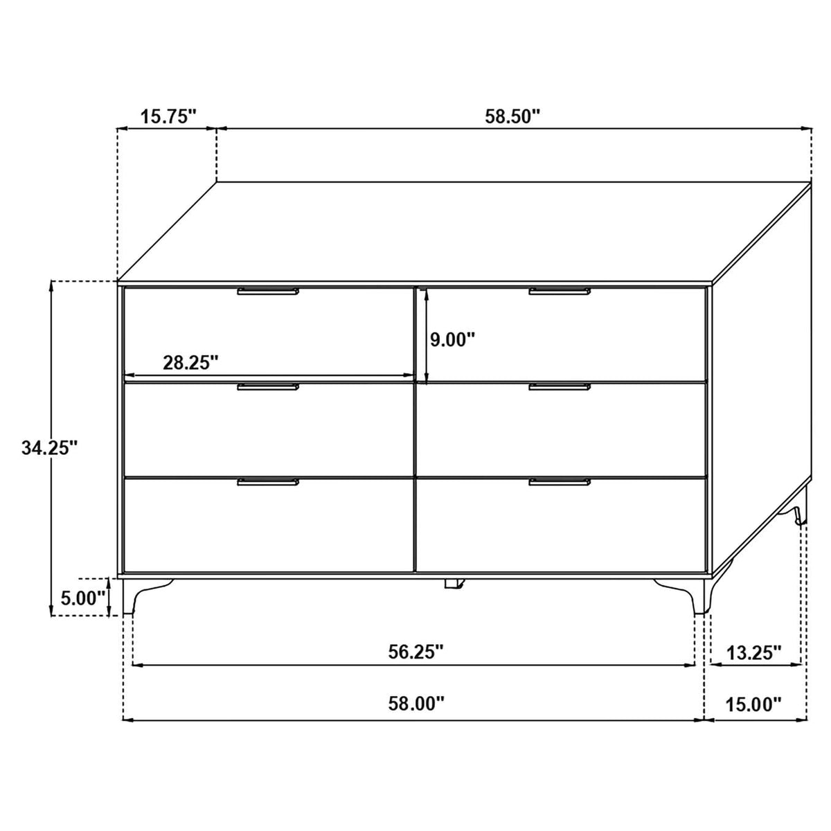 224453 Kendall 6-drawer Dresser Black