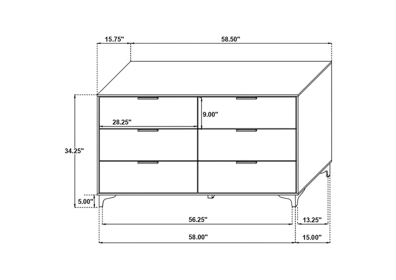 224453 Kendall 6-drawer Dresser Black