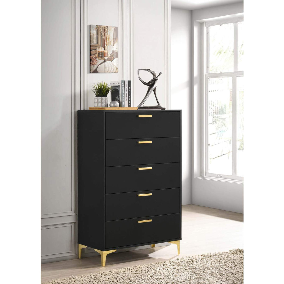 224455 Kendall 5-drawer Bedroom Chest Black
