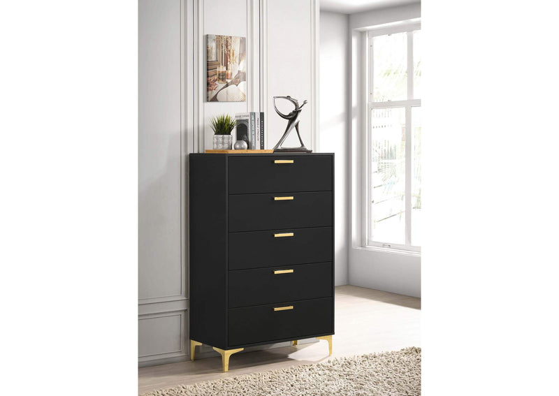 224455 Kendall 5-drawer Bedroom Chest Black
