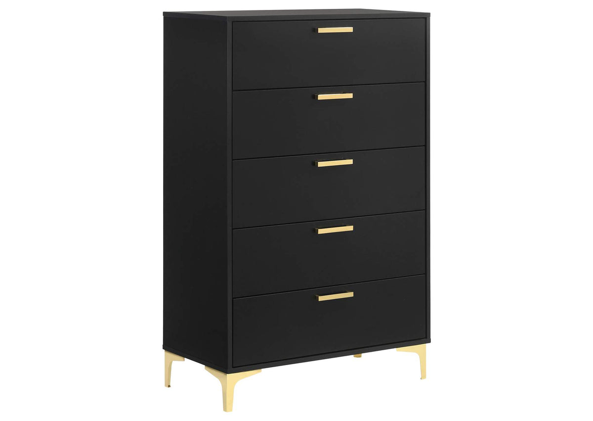 224455 Kendall 5-drawer Bedroom Chest Black